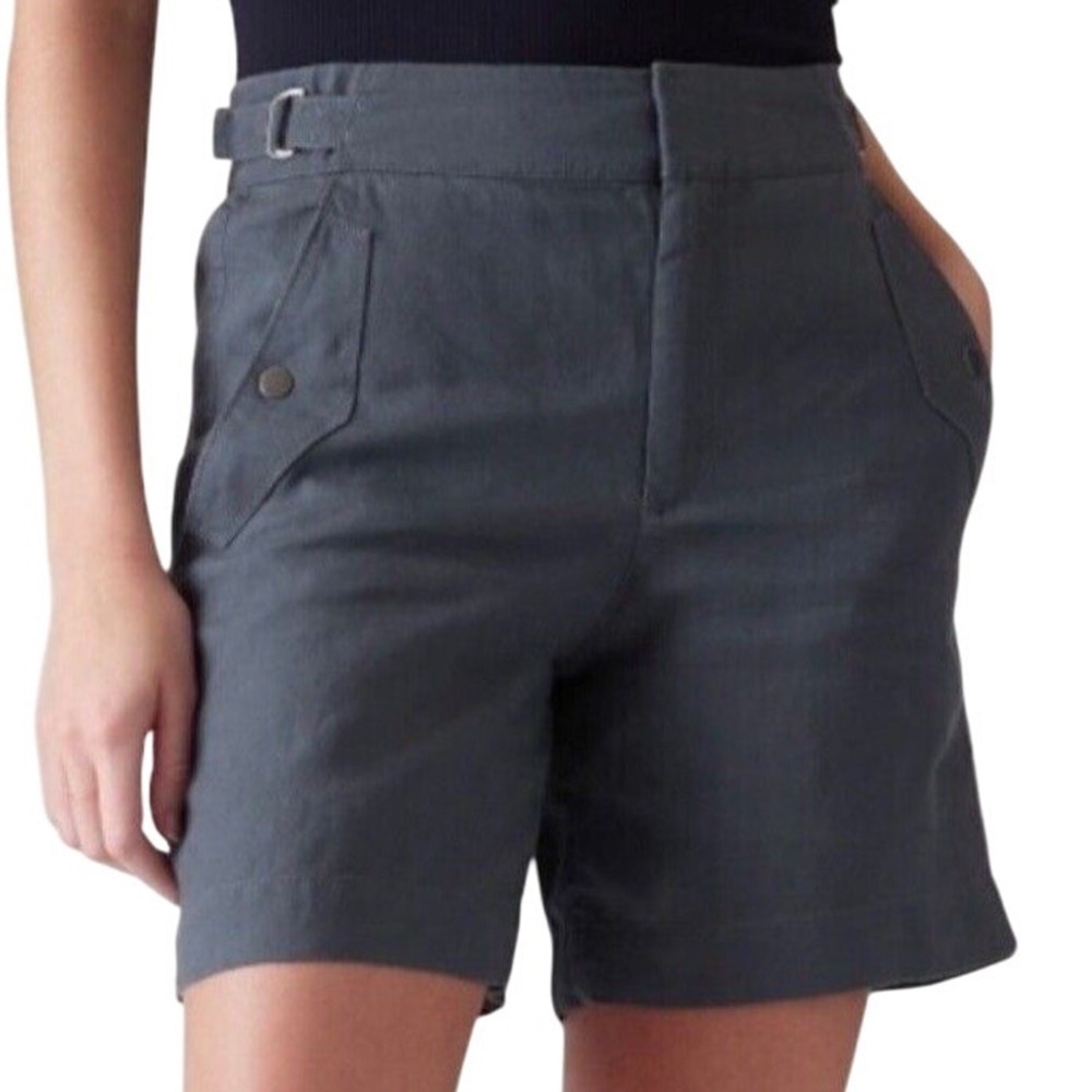 Athleta Voyager linen shorts high-rise waist summer camping gorpcore casual